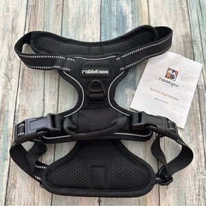 rabbitgoo Dog Harness MEDIUM No Pull 2 Leash Clips, Adjustable Soft Padded BLACK